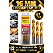 16 mm Hss Titanyum Kaplı Matkap Ucu 5'li Set Metal Alüminyum Ahşap Plastik Delme Ucu