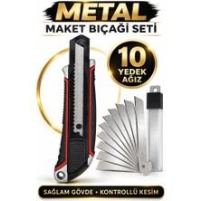 Metal Maket Bıçağı 10 Adet Yedek Uçlu Falçata Kesici El Aleti Seti