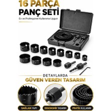 16 Parça Panç Seti 19-64 mm Ahşap Metal Plastik Delme Işleri