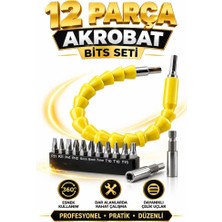 12 Parça Akrobat Bits Seti Esnek Uzatma Aparatı Tornavida Uç Seti