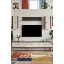 Yumedi Design TVR1817ATS - Ayshe Tv Ünitesi Takımı 180CM Antrasit-Traverten-Silver