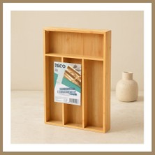 Bezos Bambu Çekmece Kaşıklık 22.4X33 cm - 4 Bölmeli Çok Amaçlı Organizer 22