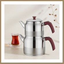 Bezos Çelik Çaydanlık Seti Aile Boy 1.5l + 3l Kendinden Süzgeçli 22