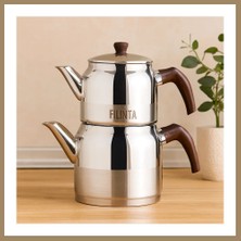 Bezos Orta Boy Çelik Çaydanlık Seti (Çift Kapaklı, Süzgeçli) 1.25L/2.25L 22