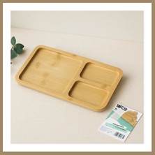 Bezos 3 Bölmeli Dikdörtgen Bambu Servis Tepsisi 24.8X13.8X1.4 cm 22