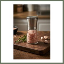 Bezos Şeffaf Cam Tuz ve Karabiber Değirmeni & Paslanmaz Çelik Ayarlanabilir Öğütücü (13 Cm) Bezos1