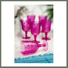 Bezos Akrilik Pembe 6'lı Kadeh & Su Meşrubat Kahve Yanı Bardağı 450 ml ( Cam Değildir ) Bezos1