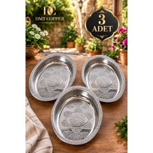 Dmt Copper Home 430 Kalite Krom Çelik 3 Adet Işlemeli Kayık Tabak 27 cm – El Yapımı Pilav ve Salata Sunum Tabağı