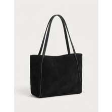 Satuna Kadın Büyük Boy Süet Tote Çanta - Astar Detaylı 35X27 cm Omuz Çantası