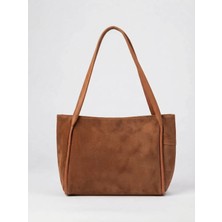 Satuna Kadın Büyük Boy Süet Tote Çanta - Astar Detaylı 35X27 cm Omuz Çantası