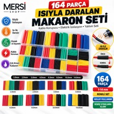 Mersi Shop 164 Parça Isıyla Daralan Makaron Seti 1-14 mm Renkli Kablo Koruyucu Elektrik Izolasyon ve Yalıtım Seti