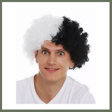 Bezos Siyah Beyaz Kıvırcık Afro Bonus Peruk Taraftar Bonus Saç Bezos1