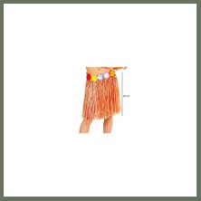 Bezos Yetişkin ve Çocuk Uyumlu Turuncu Renk Püsküllü Hawaii Luau Hula Etek 40 cm Bezos1