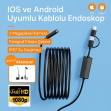 Flagen Ios iPhone iPad Uyumlu Endoskop Yılan Kamera 5 Metre (Sert Kablo) 7mm