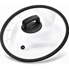 Arcak2 22 cm Silikon Kenarlı Cam Kapak ve Kulp (DİKKAT TENCERE YOKTUR)