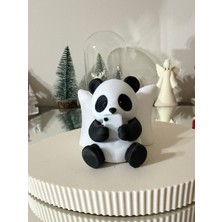 Msv Studio 3d Keyifçi Panda Figürü – 3D Baskı Telefon Tutan Panda – Sevimli Dekoratif Obje, Kitaplık ve Masa Süsü