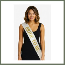 Bezos Beyaz Saten Üzerine Kalın Altın Yazılı Bride To Be Kuşağı 10 cm Genişlik Bezos1