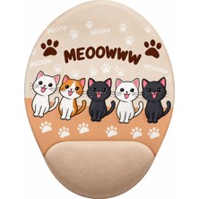 Hamiki Sevimli Kedili Meoowww Bilek Destekli Mouse Pad Ergonomik Kaymaz Taban Mousepad Fare Altlığı