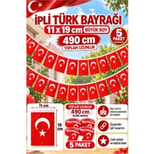 ArtMaster Ipli Bayrak Büyük Boy 40'lı 11X19 cm 5 Paket Türk Bayrağı Kağıt Ipli Sıralı Ayyıldız Bayrak Sınıf Süsü Okul Bayram