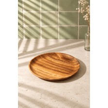Atbyhome Akasya Tabak - Yuvarlak Servis Pasta Tabağı 25 cm