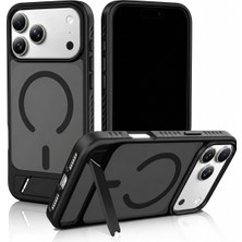 CoverZone iPhone 15 Plus ile Uyumlu Magforce Magsafe ile Uyumlu Standlı Kılıf, Güçlü Manyetik Halka, 0°-80° Katlanabilir Stand, Tpu Kenar, Sert Pc Arka Panel, Kamera Korumalı, Darbe Emici Siyah