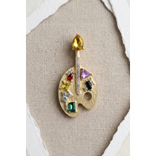 BB Bi Butik Shop Rengarenk Kristal Taşlı Ressam Paleti Broş