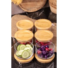 Atbyhome Duo 300ml 6'lı Bambu Kapaklı Cam Kahvaltılık Seti