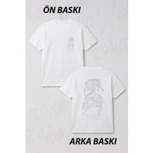 Zoka Wear Fenrir The Monster Wolf Of Norse Mythology Gray Ön ve Sırt Baskılı Tişört