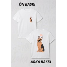 Zoka Wear Love German Shepherd Red And Black 3 Ön ve Sırt Baskılı Tişört