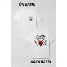 Zoka Wear Hellfire Club Dizi Stranger Things Ön ve Sırt Baskılı Tişört