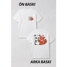 Zoka Wear Sevimli Tilkiler Ön ve Sırt Baskılı Tişört