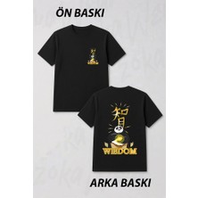 Zoka Wear Kung Fu Panda Wisdom Po Calligraphy Portrait Ön ve Sırt Baskılı Tişört