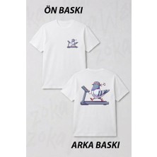 Zoka Wear Spor Yapan Kus Guvercin Gym Ön ve Sırt Baskılı Tişört