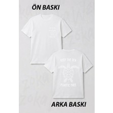 Zoka Wear Kaplumbaga Iklim Degisikligi Farkindalik Ön ve Sırt Baskılı Tişört