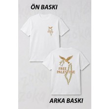 Zoka Wear Free Palestine Ozgur Filistin Zeytin Dali Baris Guvercin Ön ve Sırt Baskılı Tişört