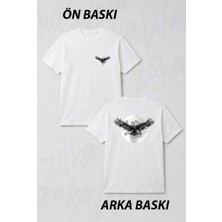 Zoka Wear Karga Ay Siyah Karga Ön ve Sırt Baskılı Tişört