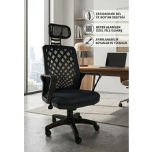 Ofis Yap Ergonomik Fileli Ofis Koltuğu - Ayarlanabilir Boyun Destekli Bel Korumalı Çalışma ve Öğrenci Koltuğu
