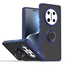 HANPORIUM Honor Magic 7 Lite Uyumlu Kılıf Yüzüklü Standlı Extra Darbe Koruma Sert Silikon Kapak - Lacivert