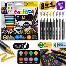 Carioca Metalik Ince Uçlu Keçeli Boya Kalemi 8 Renk