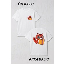 Zoka Wear Kitap Okuyan Kedi Ön ve Sırt Baskılı Tişört