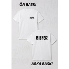 Zoka Wear Justin Bieber Baskili Unisex Ön ve Sırt Baskılı Tişört