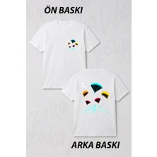 Zoka Wear Yamac Parasutu - Paragliding Baskili Unisex Siyah Tisort Ön ve Sırt Baskılı Tişört