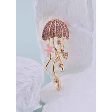 Pembe Taşlı Denizanası Broş