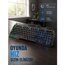 Dolozena Profesyonel Oyuncu Klavye Mouse Seti – Rgb Işıklı, Türkçe Q, Dpı Ayarlı, Dayanıklı Gövde