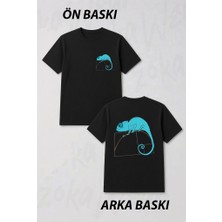 Zoka Wear Fibonacci Spirali Bukalemun Baski Ön ve Sırt Baskılı Tişört