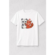 Zoka Wear Sevimli Tilkiler Baskılı Tişört