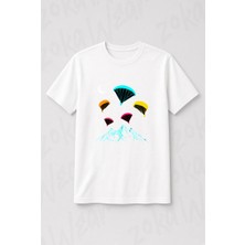 Zoka Wear Yamac Parasutu - Paragliding Baskili Unisex Siyah Tisort Baskılı Tişört