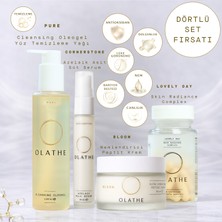 Dörtlü Set: Pure Arındırıcı Temizleme Yağı, Cornerstone Azelaik Akne Karşıtı Süt Serum, Bloom Peptitli Aydınlatıcı Nemlendirici ve Lovely Day Seramid ve Antioksidan Bileşenler Içeren Cilt Takviyesi
