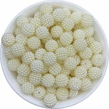 50 gr 14MM Krem Renk Parçalı Böğürtlen Inci Takı Yapım Boncuğu (50 Adet)