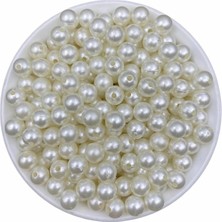 Plastik Inci, 50GR 10MM Krem Plastik Inci, Takı Yapım Boncuğu (50GR,~90 Adet)